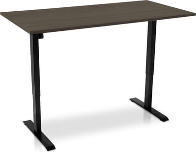Zit-sta bureau elektrisch verstelbaar - MRC EASY | 160 x 80 cm | inclusief stekkerdoos en kabelklemmen | frame zwart - blad bruin eiken