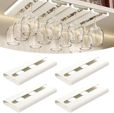 Wijnglashouders - Glazenrek - Keuken organiseren - Zonder boren - 4 glazen - Wit