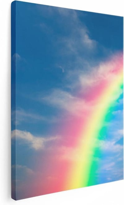 Artaza Canvas Schilderij Regenboog - 30x40 cm - Klein - Wanddecoratie Wolken - Muurdecoratie Natuur - Kamer Accessoires