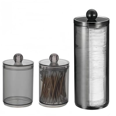 3 wattenschijfdispensers van PET voor cosmetica en make-up – ideaal voor badkamer en slaapkamer