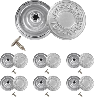 Trimming Shop 19 mm vervangende Jean knoppen, duurzame spijker sluiting geen naaiknoppen met achterste pinnen klinknagel voor Jean, denim, jassen, rokken, zilver, 10 stuks set