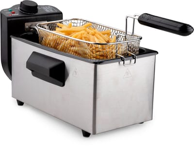 alpina Frituurpan 3 Liter - Friteuse 2000W - Frituur met Instelbare Temperatuur tot 190 °C - Frietpan 2000W - met Kijkvenster - RVS