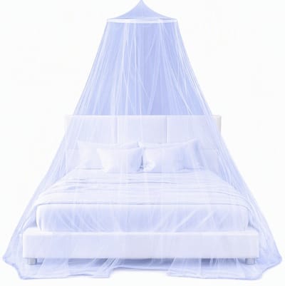 BSS® Klamboe 1 Persoons | Klamboe 2 Persoons – Universeel Fijnmazig Muggennet Bed – Muskietennet – 2,5 x 10,5 m – Muggenbescherming – Inclusief Kleefhaken & Schroeven – Voor Slaapkamer, Camping en Reizen - Blauw