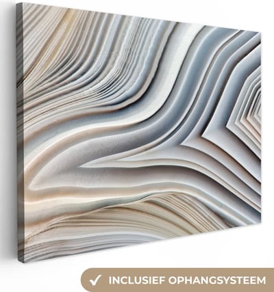 Canvas - Marmerlook - Abstract - Marmer - Blauw - Schilderijen op canvas - Canvas doek - Wanddecoratie - 40x30 cm
