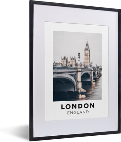 Fotolijst incl. Poster - Londen - Engeland - Brug - 30x40 cm - Posterlijst