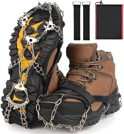 KZQ Stijgijzers - Stijgijzers voor wandelschoenen - Antislip, antislip klauwpunten - Geschikt voor sneeuwklimmen - Uitgerust met 19 roestvrijstalen klauwpunten - Geschikt voor wandelen, hiken, klimmen, vissen en bergbeklimmen - Maten 35-40
