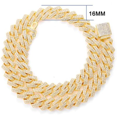 Prong 16mm Cubaanse ketting Micro Pave Cubic Zircon Gemengde luxe Bling Bling Full Iced Out Charms Hiphop sieraden 16 inch  (40cm) beige