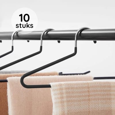 Eleganca Luxe pantalonhangers 10 stuks - Broekhangers - 35.5x13.2cm - Luxe kledinghanger - Klerenhanger - Ruimtebesparend - Zwart - Stevig Kunststof