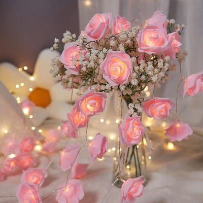 1.5/3m Rood Roze Kunstmatige Roos Bloem LED Lampjes Valentijnsdag Roos Bloem Fee Lichtslinger Slinger Kamer Bruiloft Tafel Decoratie 1.5m 10LED