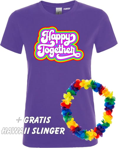 Dames T-shirt Happy Together Regenboog | Love for all | Gay Pride | Regenboog LHBTI | Paars dames | maat XS