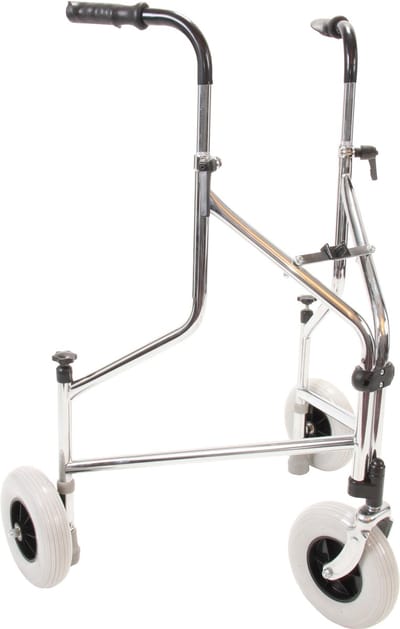 Premis Delta Drie-Wiel Rollator met Drukrem – Lichtgewicht 5,85 kg – Opvouwbare 3 Wiel Rollator – Verstelbaar 81-98 cm – Wendbare Rollator voor Binnen en Buiten - Drukrem - Zilver