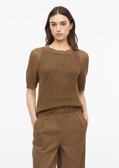 Lichte gebreide short-sleeve top met ronde hals dames s.Oliver