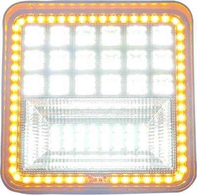 Werklicht + knipperlicht vierkant | LED verstraler 42x3=126W | 10-60 Volt | 6000K + oranje| IP67