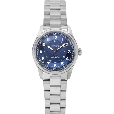 Hamilton Khaki Field Titanium Blauwe Wijzerplaat Automatisch H70205140 100M Herenhorloge blauw