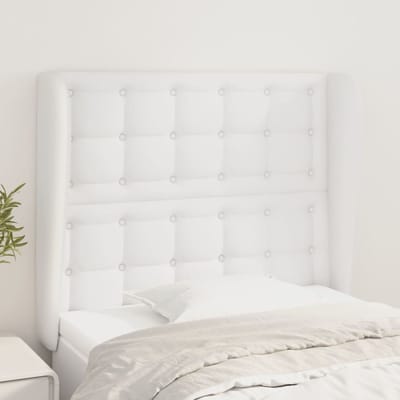 vidaXL - Hoofdbord - met - randen - 83x23x118/128 - cm - kunstleer - wit