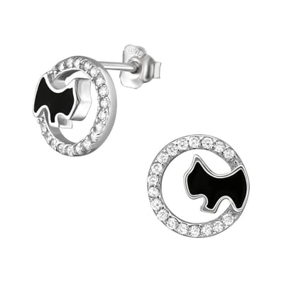 Amanto Oorbellen Gaelle - 925 Zilver Gerhodineerd - Hondje - ∅9mm