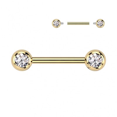 Piercing titanium steen rond intern schroefdraad 1.6x12 - goud - LMPiercings