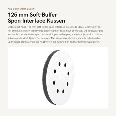 Dailygoods 125 mm Soft-Buffer Spon-Interface Kussen - Dempingsfunctie - Wit - Schuurschijf Accessoire - Eenvoudig te Installeren - Geschikt voo...