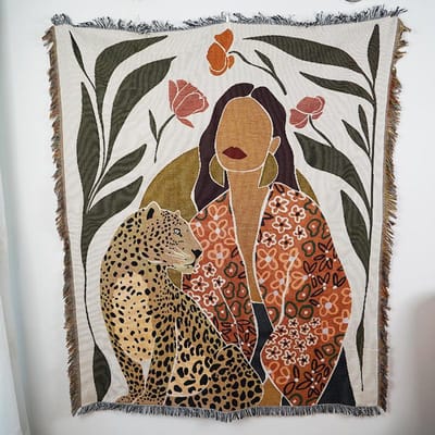 Nordische Illustratie Wandkleed, Draaddeken, Bankkleed, Amerikaanse Vintage Vrijetijdsmat, Kampeerdeken, & Slaaphoes 130x160cm black