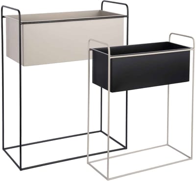 Present Time Bloempot Reina - Zwart - 50.5x24x65cm - Set van 2 - Modern