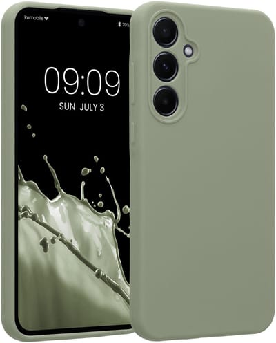 kwmobile telefoonhoesje geschikt voor Samsung Galaxy A55 5G - TPU backcover met siliconen coating - Smartphone case in grijsgroen