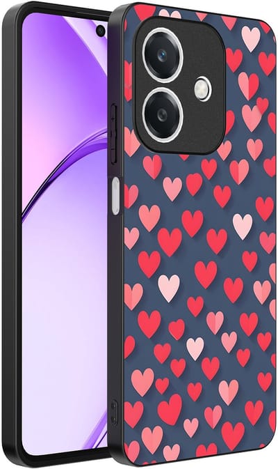 Smartphonica Telefoonhoesje Geschikt voor Oppo A3 - A3X met Roze en Rode Hartjes Opdruk - TPU Backcover Case With Rosé and Red Heart Design geschikt voor Oppo A3;Oppo A3X