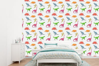 Behang - Fotobehang Patronen - Dino - Kinderen - Jongens - Kleuren - Kids - Jongen - Breedte 360 cm x hoogte 260 cm