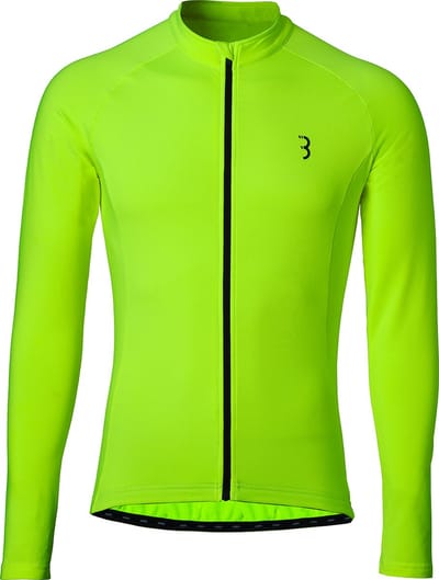 BBB Cycling Transition Lange Mouwen Fietsshirt Heren en Dames - 10-15 °C - MTB en Wielrenshirt met 3 Achterzakken - Neon Geel