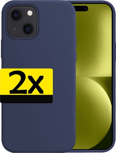 Hoesje - 2 Stuks - Geschikt voor Apple iPhone 15 - Sterk & Shockproof - Case Siliconen - Back Cover - Telefoon Hoes - Telefoonhoesjes - Donkerblauw