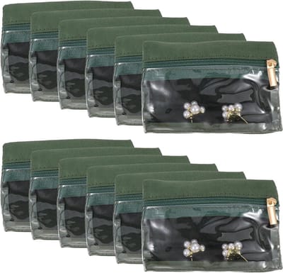 12 Stuks Draagbare Sieradentassen Met Rits voor Reizen en Organisatie van Sieraden - Helder Fluwelen Opbergzak voor Vrouwen, Perfect Cadeau in Groen