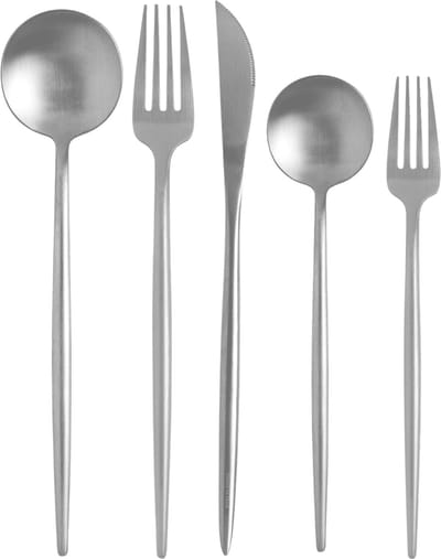House of Husk Mat Bestekset 5 Delig - Zilver - RVS - 1 Persoons Set - Vaatwasserbestendig - Mat Zilver