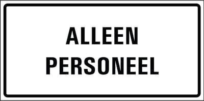Alleen personeel tekstbord - kunststof 300 x 150 mm