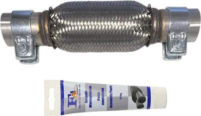Flexibele Uitlaatpijp 40mm x 260mm met Klemmen en Montagepasta - Lasvrije Montage
