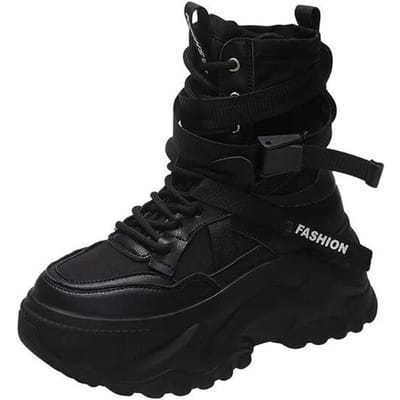 Mode Vrouwen Chunky Platform Motorlaarzen Witte Lace Up Dikke Bodem Schoenen Vrouw Herfst Winter Enkel 40