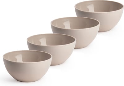 Plasticforte Schaaltjes - 4x - kunststof - kommetjes - dessert/ontbijt - D14 x H6 cm - taupe