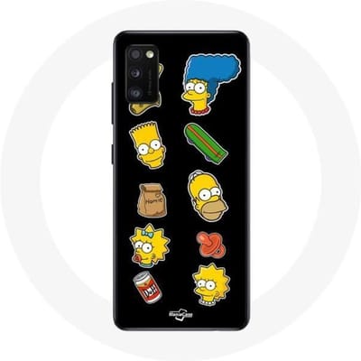 Coque Samsung Galaxy A41 Les Simpson autocollants fond noir
