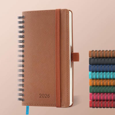Pocket Weekagenda - Kleine Schoolagenda - Dagelijks Plannen - Zachte Spiral Binding - A6 Formaat - Bruin