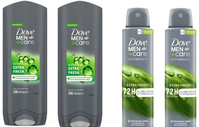 Dove Men Care Extra Fresh - Pakket - 2 x Deo Spray 72 H Extra Fresh / 2 x Men Care Douchegel Extra Fresh 250 ml