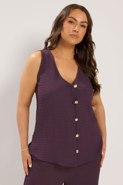 Yours Paars Gilet Met Structuurdessin Size 42