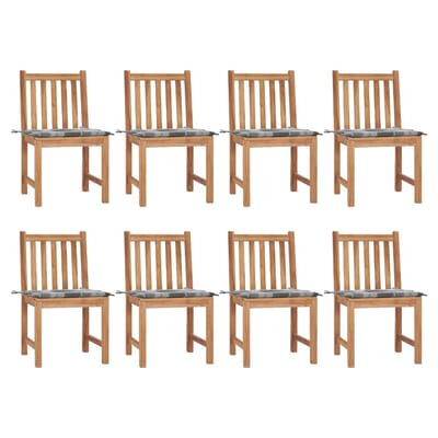 vidaXL - Tuinstoelen - 8 - st - met - kussens - massief - teakhout