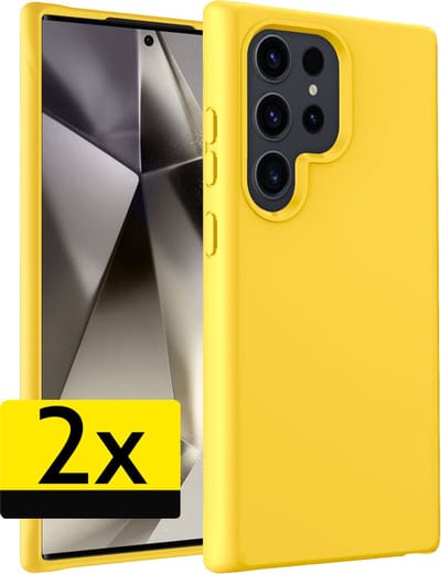 Hoesje - 2 Stuks - Geschikt voor Samsung Galaxy S24 Ultra - Sterk & Shockproof - Case Siliconen - Back Cover - Telefoon Hoes - Telefoonhoesjes - Geel