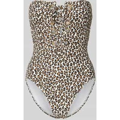 Badpak met vetersluiting model 'SMALL LEOPARD LACE UP ONE'
