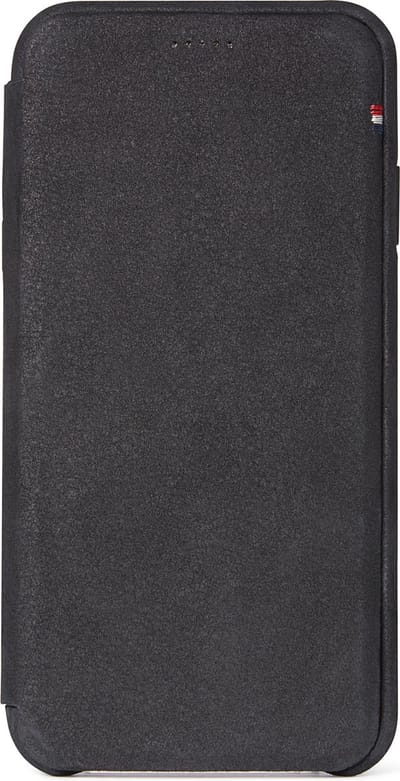 DECODED Slim Wallet Case iPhone Xs Max, Ultradun, Full grain leer + Metalen knoppen + kaartslot + Magnetische sluiting [ Zwart ]