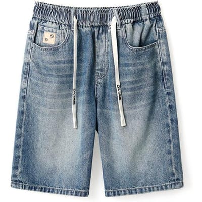Nouveau Pantalon Cinq Points en Jean Élastique à Cordon de Serrage Mode Nouveau Pantalon Jean Mi-long 38