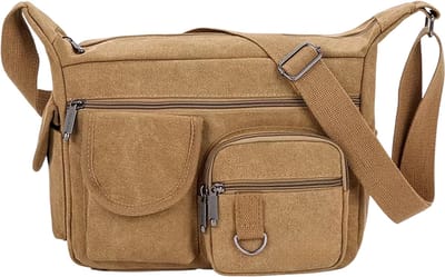 Casual Sling Bag – Messenger Crossbody Schoudertas voor Heren en Dames, Reizen, Outdoor, Vintage en Dagelijks Gebruik - Khaki