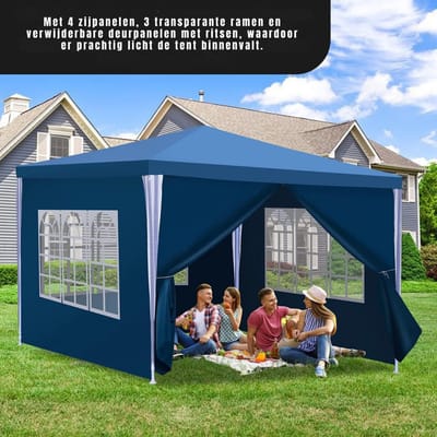 SVN® Partytent 3x3 - Partytent - Feesttent - Blauw - 300cm x 300cm x 250cm
