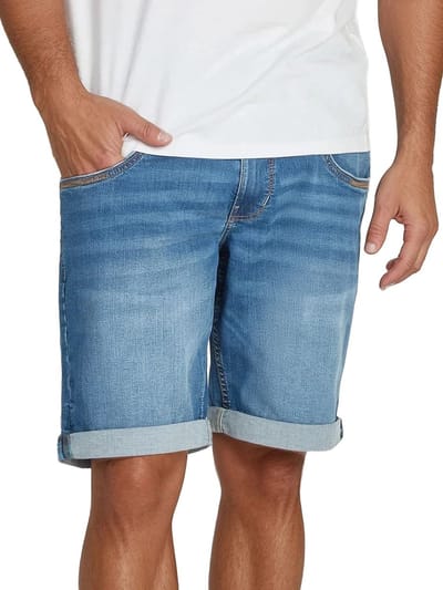 TIMEZONE Heren Short Broeken StevieTZ slim Fit Blauw Volwassenen Denim Jeans Shorts met Stretch