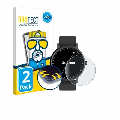 BROTECT - Screenprotector voor Horloges (Rond, ø: 34 mm) - Folie Beschermfolie matte volledig dekking 2 Stuks