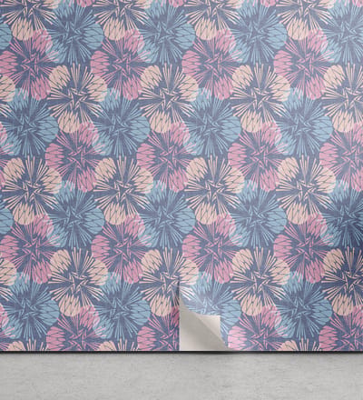 ABAKUHAUS Bloem Aftrekbaar & Plakbehang voor Huis, Abstracte Kleurrijke Paardenbloem, Zelfklevende Woonkamer Keuken Accent, 33 cm x 90 cm, Roze Blauw