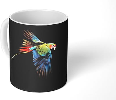 Mok - Koffiemok - Papegaai - Kleurrijk - Vleugels - Sierlijk - Mokken - 350 ML - Beker - Koffiemokken - Theemok